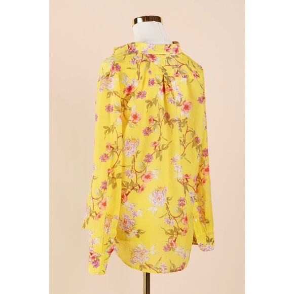 Sz Petite Large Ralph Lauren Floral Button Down Shirt In Yellow Multi EUC - Picture 4 of 7